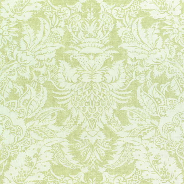 Thibaut Fabric Chardonnet Damask Spring Green F972587 Fabric 60% Linen, 30% Cot, 10% Nylon UNITED KINGDOM 20000 </p><p>Repeat: V: 25.25 54 - My Fabric Connection -