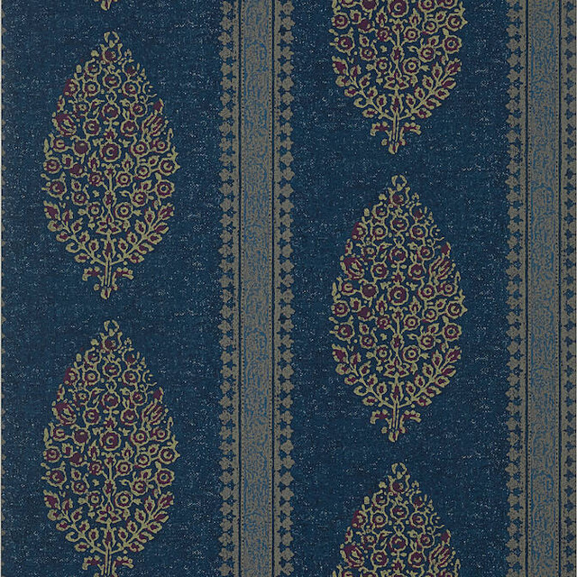 Thibaut Wallpaper Chappana Navy and Red T10238 Wallpaper Wallpaper UNITED STATES - </p><p>Repeat: V: 13.5 27 - My Fabric Connection -