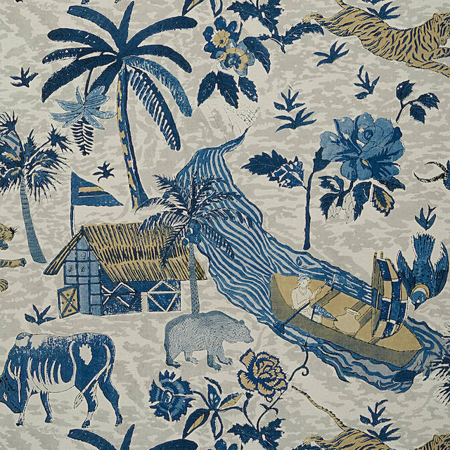 Thibaut Wallpaper Tiger Reserve Navy T10230 Wallpaper Wallpaper UNITED STATES - </p><p>Repeat: V: 25.25 27 - My Fabric Connection -