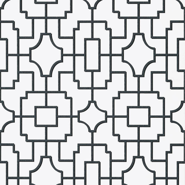 Thibaut Wallpaper Fretwork Black T20871 Wallpaper Wallpaper UNITED STATES - </p><p>Repeat: V: 18 27 - My Fabric Connection -