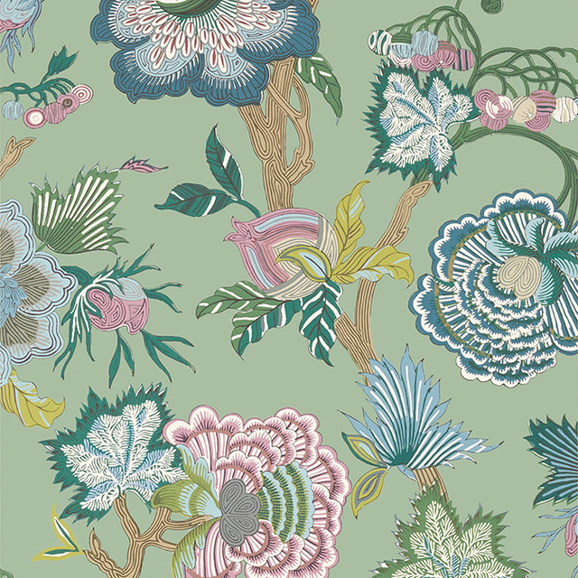 Thibaut Wallpaper Indienne Jacobean Green T36416 Wallpaper Non Woven Wallpaper UNITED STATES - </p><p>Repeat: V: 48.5 27 - My Fabric Connection - Thibaut Wallpaper Indienne Jacobean Green T36416 Wallpaper Non Woven Wallpaper UNITED STATES - </p><p>Repeat: V: 48.5 27 - My Fabric Connection -