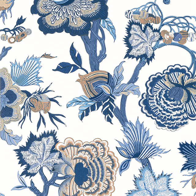 Thibaut Wallpaper Indienne Jacobean Blue and White T36418 Wallpaper Non Woven Wallpaper UNITED STATES - </p><p>Repeat: V: 48.5 27 - My Fabric Connection - Thibaut Wallpaper Indienne Jacobean Blue and White T36418 Wallpaper Non Woven Wallpaper UNITED STATES - </p><p>Repeat: V: 48.5 27 - My Fabric Connection -