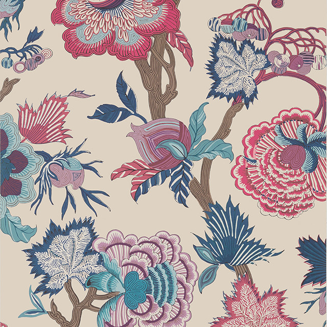 Thibaut Wallpaper Indienne Jacobean Raspberry and Blue on Natural T36419 Wallpaper Non Woven Wallpaper UNITED STATES - </p><p>Repeat: V: 48.5 27 - My Fabric Connection - Thibaut Wallpaper Indienne Jacobean Raspberry and Blue on Natural T36419 Wallpaper Non Woven Wallpaper UNITED STATES - </p><p>Repeat: V: 48.5 27 - My Fabric Connection -