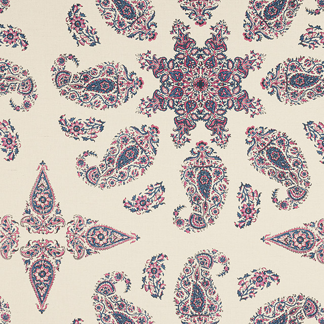 Thibaut Fabric East India Raspberry and Blue on Natural F936430 Fabric 59% Cotton, 41% Linen INDIA 13000 </p><p>Repeat: V: 26.25 54 - My Fabric Connection - Thibaut Fabric East India Raspberry and Blue on Natural F936430 Fabric 59% Cotton, 41% Linen INDIA 13000 </p><p>Repeat: V: 26.25 54 - My Fabric Connection -