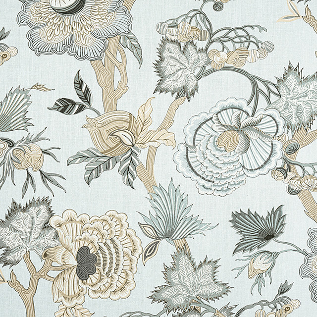 Thibaut Fabric Indienne Jacobean Robin's Egg F936420 Fabric 100% Linen UNITED STATES 20000 </p><p>Repeat: V: 48 54 - My Fabric Connection -