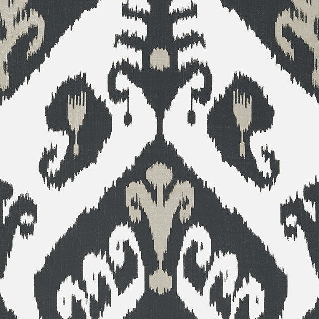 Thibaut Wallpaper Indies Ikat Black T16250 Wallpaper Wallpaper U.S.A. - </p><p>Repeat: V: 25.25 20.5 - My Fabric Connection -