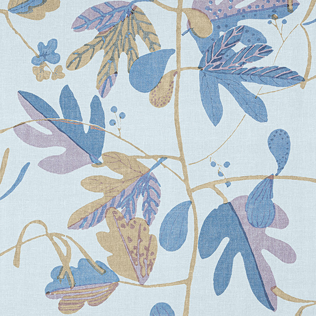 Thibaut Fabric Matisse Leaf Lavender and Blue F916210 Fabric 100% Linen U.S.A. 20000 </p><p>Repeat: V: 29.75 54 - My Fabric Connection -