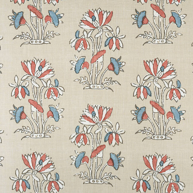 Thibaut Fabric Lily Flower Beige and Sunbaked F913206 Fabric 100% Linen THAILAND 20000 </p><p>Repeat: V: - 54 - My Fabric Connection -