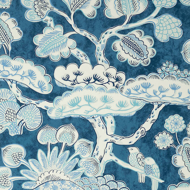 Anna French Wallpaper Tree House Navy AT9862 Wallpaper Wallpaper UNITED STATES - </p><p>Repeat: V: 36 27 - My Fabric Connection -