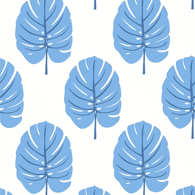 Thibaut Wallpaper Monstera Blue T13953 Wallpaper Wallpaper U.S.A. - </p><p>Repeat: V: 18 27 - My Fabric Connection -