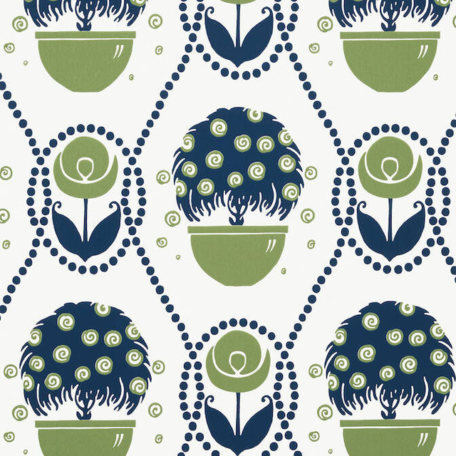 Thibaut Wallpaper Rene Navy and Green T2961 Wallpaper Non Woven Wallpaper UNITED KINGDOM - </p><p>Repeat: V: 23 27 - My Fabric Connection -