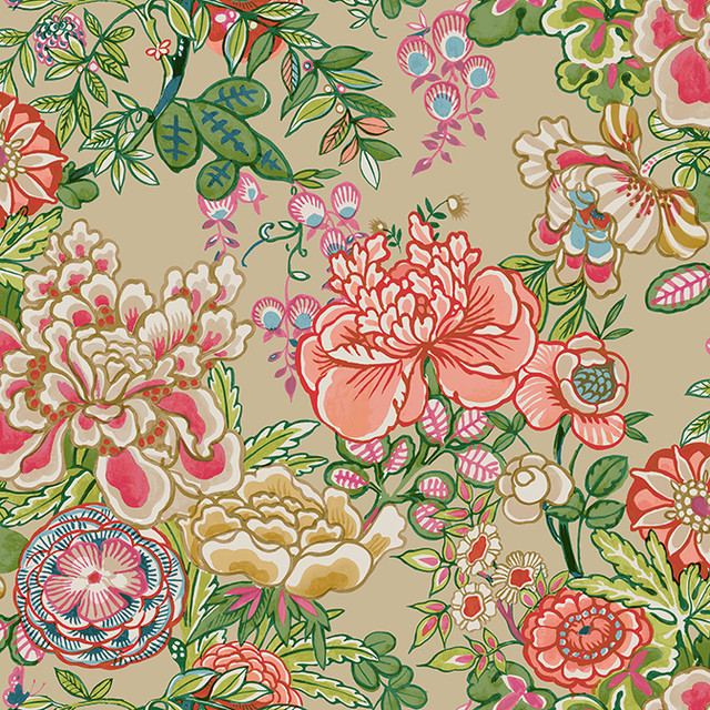 Thibaut Wallpaper Peony Garden Beige T42019 Wallpaper Non Woven Wallpaper UNITED STATES - </p><p>Repeat: V: 27.25 27 - My Fabric Connection - Thibaut Wallpaper Peony Garden Beige T42019 Wallpaper Non Woven Wallpaper UNITED STATES - </p><p>Repeat: V: 27.25 27 - My Fabric Connection -