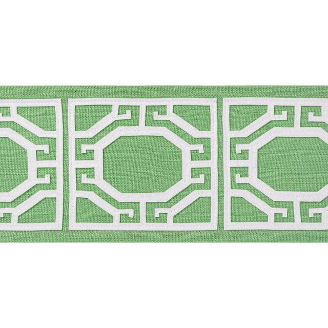 Thibaut Fabric Gate Applique Tape Spring E12002 Fabric 80% Linen, 20% Polyester INDIA - </p><p>Repeat: V: 4.12 3.87 - My Fabric Connection -