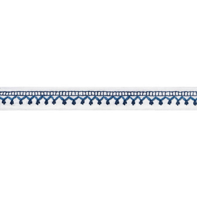 Thibaut Fabric Brigette Tape Navy E12119 Fabric 70% Cotton, 30% Poly INDIA - </p><p>Repeat: V: 0.5 1 - My Fabric Connection -
