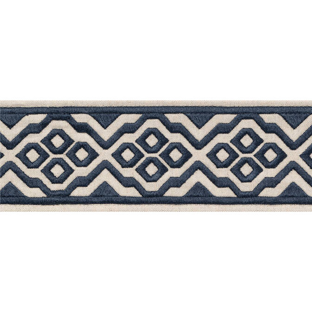 Thibaut Fabric Belinda Tape Navy E12194 Fabric 54% Cotton, 36% Linen, 10% Spun Poly INDIA - </p><p>Repeat: V: 2.5 2.875 - My Fabric Connection -