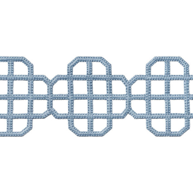 Thibaut Fabric Fret Applique Sky E12267 Fabric 100% Polyester INDIA - </p><p>Repeat: V: 3.25 3.5 - My Fabric Connection -