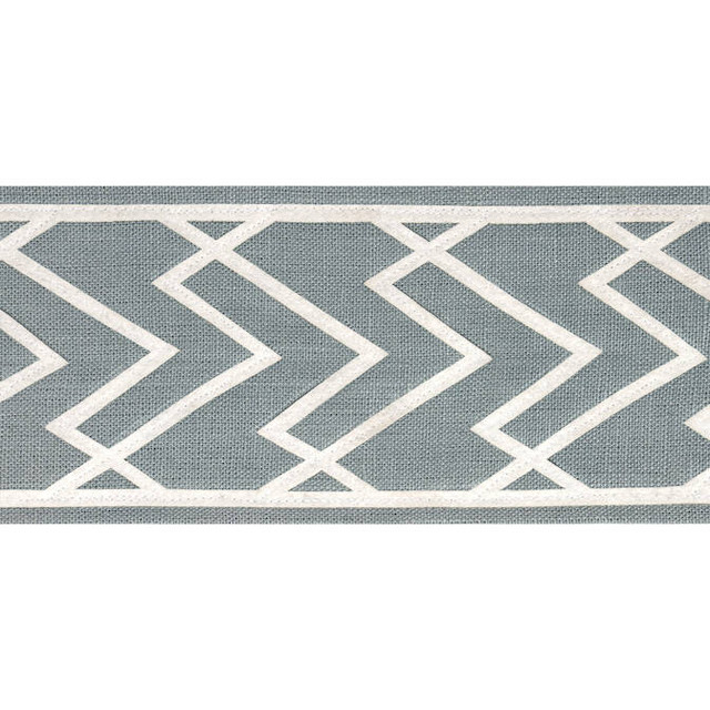 Thibaut Fabric Summit Applique Tape Slate E12214 Fabric 75% Linen, 25% Polyester INDIA - </p><p>Repeat: V: 2.5 4 - My Fabric Connection -