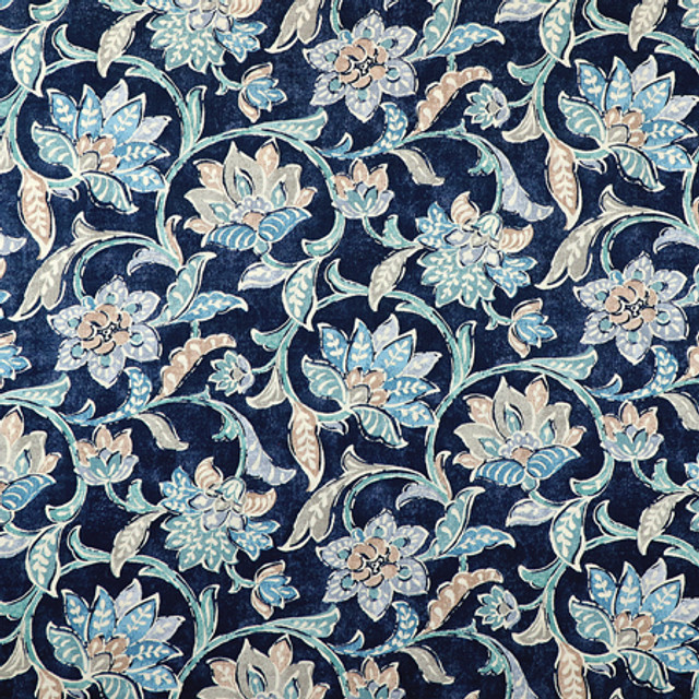 Carole Fabric For Your Eyes Navy Blue Crush 75% Cotton, 25% Linen-Soil Repellent Pakistan 25" V, 13" H HD 54"" - My Fabric Connection -