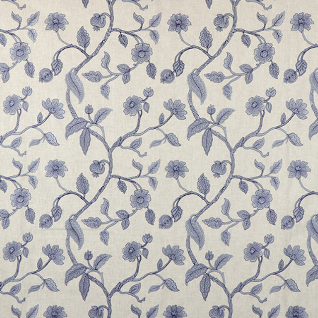 Carole Fabric New Start Indigo Blue Crush Base:50% Polyester, 50% Cotton Embr:56% Polyester, 39% Cotton, 5% Viscose India 15" V, 12 1/2" H 50"" - My Fabric Connection -