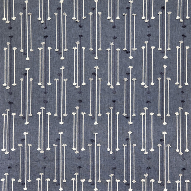 Carole Fabric Straight Forward Denim Blue Crush Base: 52% Cotton, 48% Polyester Embr: 100% Rayon India 12 5/8" V, 6 3/4" H 51"" - My Fabric Connection -