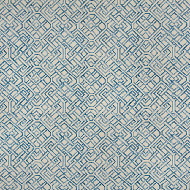 Carole Fabric Walk Away Bluebell Blue Crush 100% Cotton India 13 1/4" V, 13 1/2" H 55 1/2"" - My Fabric Connection -