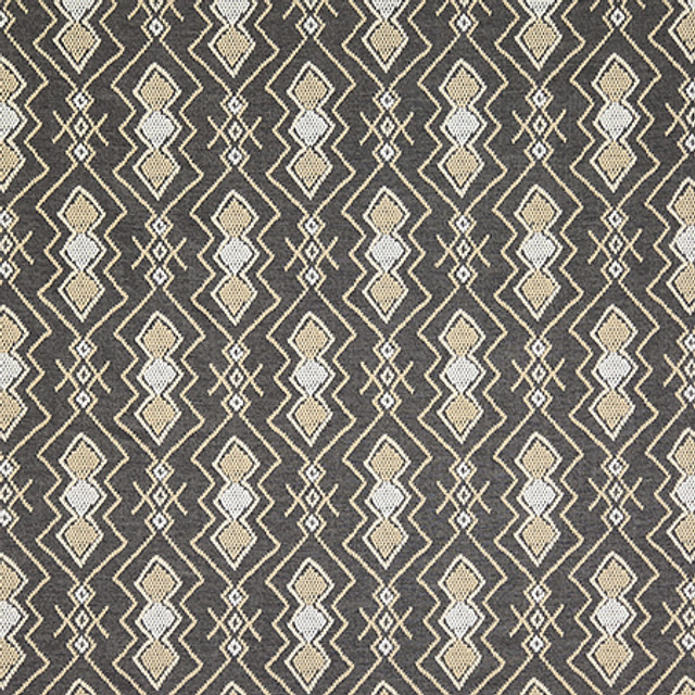 Carole Fabric Fresh Form Graphite Hidden Treasure Base: 84% Cotton, 16% Polyester Embr: 100% Cotton India 12 1/2" V, 3 3/4" H HD 54" - My Fabric Connection -