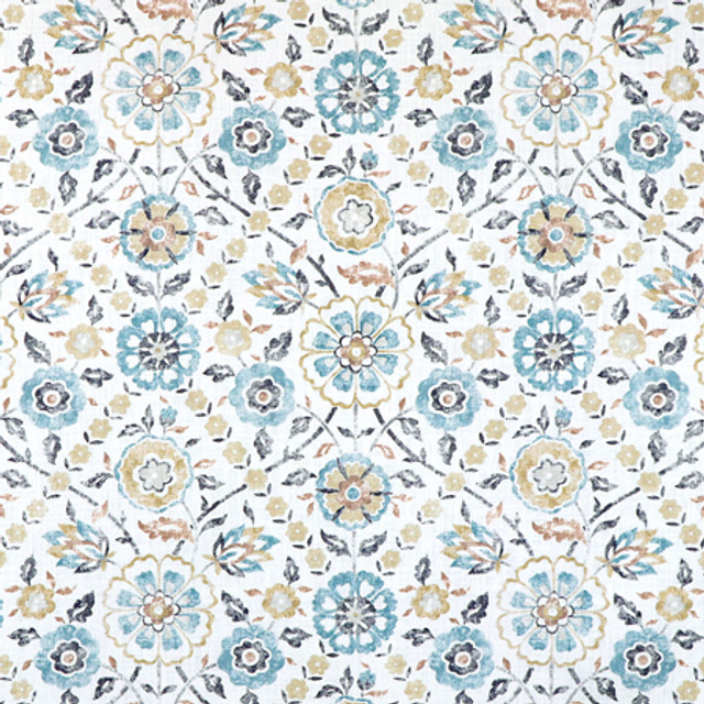 Carole Fabric In Season Lagoon Misty Glen 100% Cotton India 17 3/4" V, 6 1/2" H HD 55"" - My Fabric Connection -