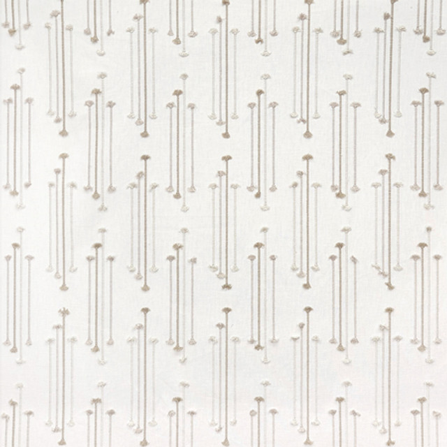 Carole Fabric Straight Forward Dove Neutral Ground Base: 52% Cotton, 48% Polyester Embr: 100% Rayon India 12 5/8" V, 6 3/4" H 51"" - My Fabric Connection -