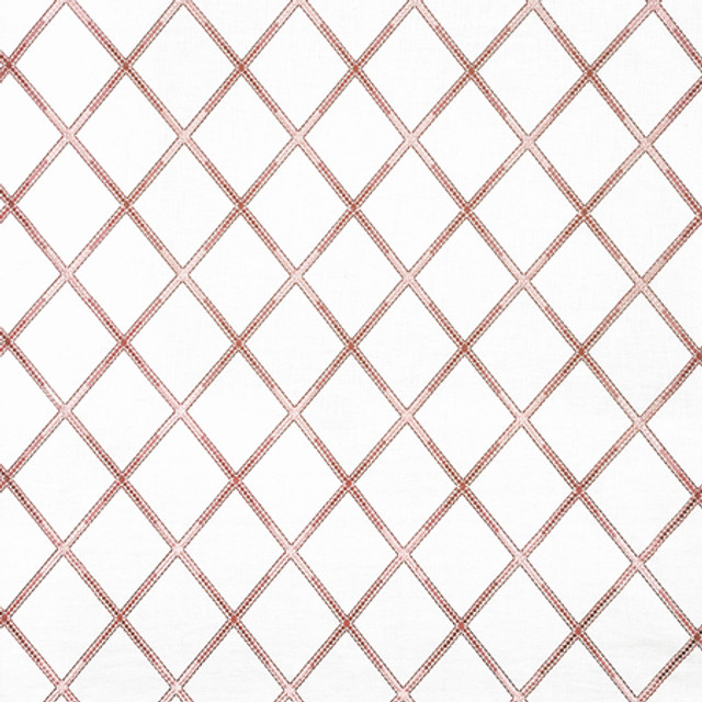 Carole Fabric Diamond Array Primrose Sunset Serenade Base: 100% Cotton Embr: 100% Rayon India 7 3/4" V, 6 1/4" H 51"" - My Fabric Connection -