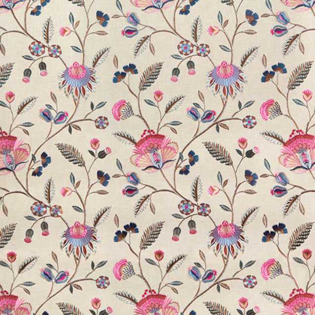 Carole Fabric Garden To Love Aquarius Sunset Serenade Base: 52% Recycled Polyester, 48% Cotton Embr: 40% Recycled Polyester, 37% Cotton, 23% Viscose India 18 1/2" V, 17" H 51"" - My Fabric Connection -