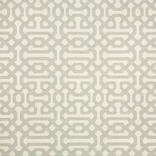 Sunbrella Fabric 45991-0002 Fretwork  Pewter our website for purchase 100% Sunbrella Acrylic USA (see sample) 14.74" 54"  - My Fabric Connection -