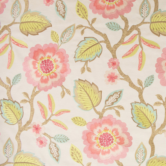 Greenhouse Fabric S6344 Bella Pink 76% Polyester, 24% Cotton With 100% Viscose Embroidery India 9,000 </p><p>Repeat: 17" H, 18.25" V 51" - My Fabric Connection - Greenhouse Fabric S6344 Bella Pink 76% Polyester, 24% Cotton With 100% Viscose Embroidery India 9,000 </p><p>Repeat: 17" H, 18.25" V 51" - My Fabric Connection -