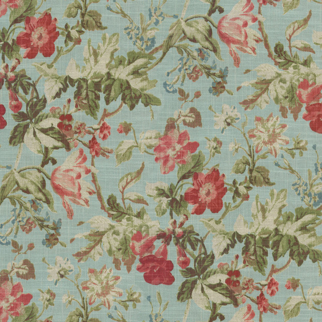 Greenhouse Fabric S6181 Robins Egg 75% Cotton, 25% Linen Pakistan 33,000 </p><p>Repeat: 13.5" H, 25.25" V 55" - My Fabric Connection -