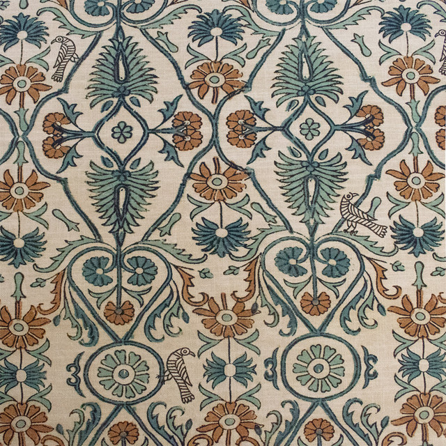 Greenhouse Fabric S5796 Silver Blue 75% Cotton, 25% Linen Pakistan 18,000 </p><p>Repeat: 27" H, 32" V 54" - My Fabric Connection -