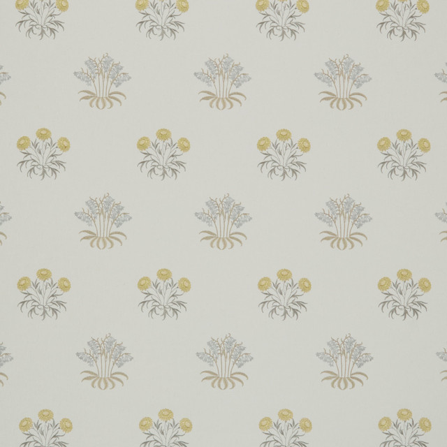 Wmah Fabric 7862 Lilyflower Embroidery 3 Gold Fabric 68%POL 21%LIN 11%COT %VEMB INDIA </p><p>Repeat: H: 10.750, V: 12.500 54 in - My Fabric Connection -