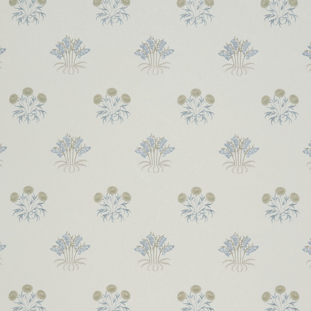 Wmah Fabric 7862 Lilyflower Embroidery 4 Spray Fabric 68%POL 21%LIN 11%COT %VEMB INDIA </p><p>Repeat: H: 10.750, V: 12.500 54 in - My Fabric Connection -