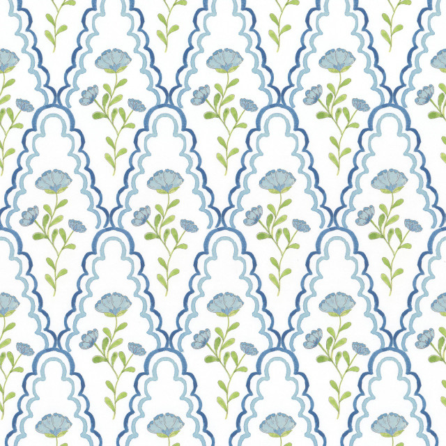 Aoc Wallcovering W7848 Scallop Floral 3 Denim Wallcovering 100%OTH USA </p><p>Repeat: H: 4.500, V: 9.750 27 in - My Fabric Connection - Aoc Wallcovering W7848 Scallop Floral 3 Denim Wallcovering 100%OTH USA </p><p>Repeat: H: 4.500, V: 9.750 27 in - My Fabric Connection -