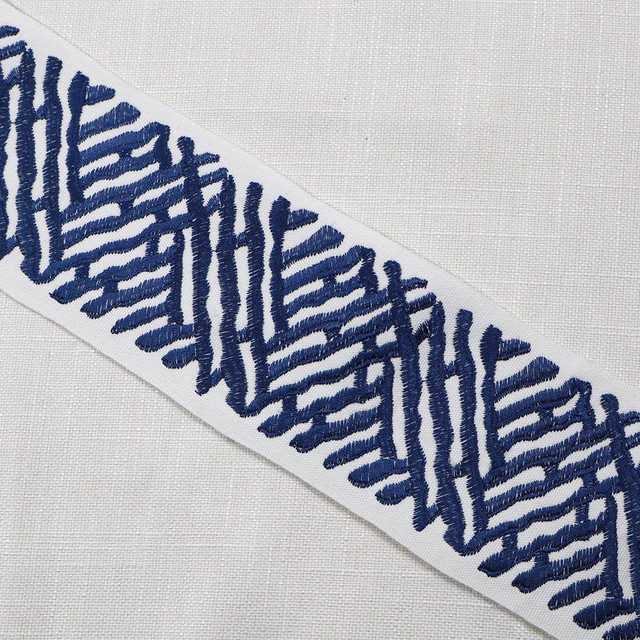 Magnolia Trim Trelli Emb Tape Marine - 100% Cotton, Emb Vis India Horizontal: and Vertical: 4 - My Fabric Connection -