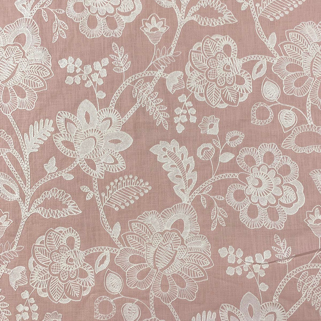 Magnolia Fabric Annie Pink - 62% Cotton 38% Viscose Emb: 100% Viscose India 50000 Horizontal: 25.50" and Vertical: 30.50" 52" - My Fabric Connection - Magnolia Fabric Annie Pink - 62% Cotton 38% Viscose Emb: 100% Viscose India 50000 Horizontal: 25.50" and Vertical: 30.50" 52" - My Fabric Connection -