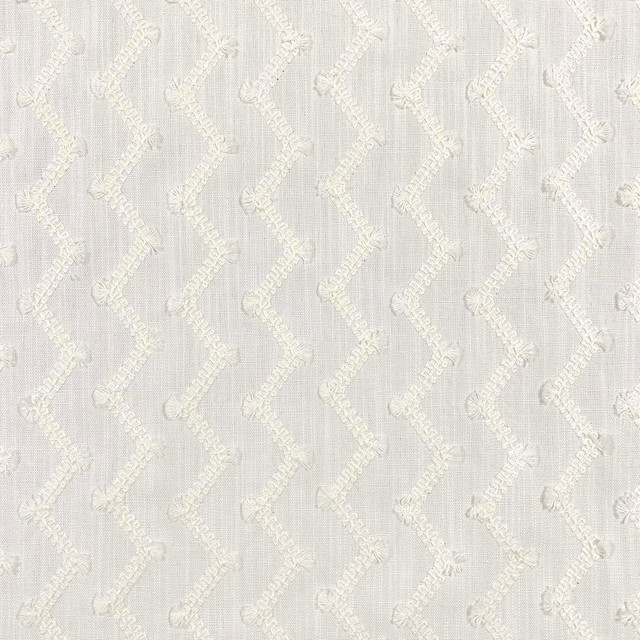 Magnolia Fabric Zag Ivory - Base: 100% Polyester Emb: 100% Cotton India 5000 Horizontal: 4.50" and Vertical: 2" 53" - My Fabric Connection - Magnolia Fabric Zag Ivory - Base: 100% Polyester Emb: 100% Cotton India 5000 Horizontal: 4.50" and Vertical: 2" 53" - My Fabric Connection -