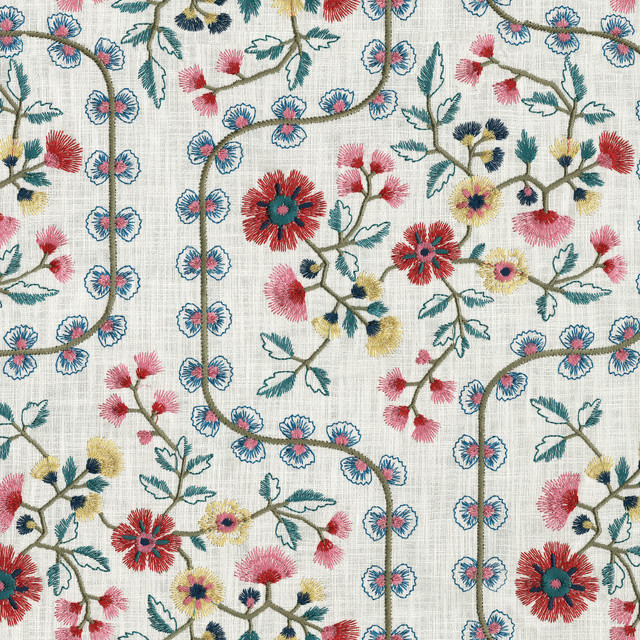 P/K LIFESTYLES Fabric Flower Shower Emb. Boutiful 471140 - Base: 100% cotton / Emb 100% rayon India 51000 Horizontal: 13 and Vertical: 15.25 56 - My Fabric Connection - P/K LIFESTYLES Fabric Flower Shower Emb. Boutiful 471140 - Base: 100% cotton / Emb 100% rayon India 51000 Horizontal: 13 and Vertical: 15.25 56 - My Fabric Connection -