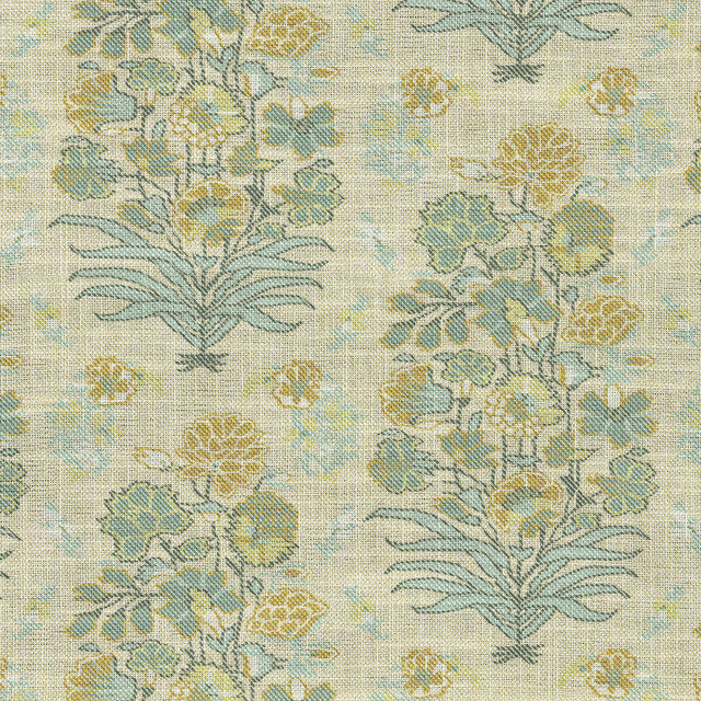 VILLA D'ASCOLI Fabric Jaipur Garden Opal 570062 - 75% cotton, 25% linen Pakistan 15000 Horizontal: 27 and Vertical: 25.25 54 - My Fabric Connection -