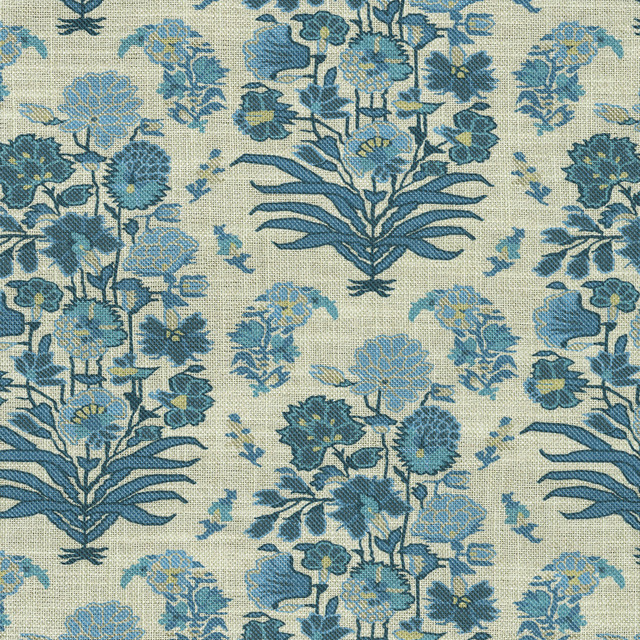 VILLA D'ASCOLI Fabric Jaipur Garden Porcelain 570061 - 75% cotton, 25% linen Pakistan 15000 Horizontal: 27 and Vertical: 25.25 54 - My Fabric Connection - VILLA D'ASCOLI Fabric Jaipur Garden Porcelain 570061 - 75% cotton, 25% linen Pakistan 15000 Horizontal: 27 and Vertical: 25.25 54 - My Fabric Connection -