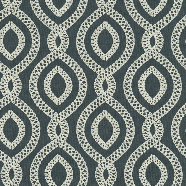 P/K LIFESTYLES Fabric Pavilion Emb. Indigo 471283 - Base 68% polyester, 21% linen, 11% cotton / Emb. 100% polyester India 51000 Horizontal: 6.75 and Vertical: 6.25 54 - My Fabric Connection -