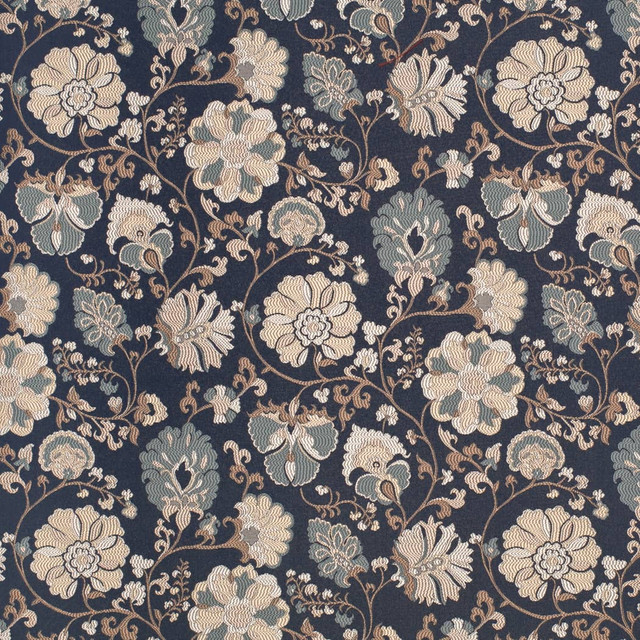 Charlotte Fabric D4411 Eve Navy Vintage Damask 100% Polyester Asia </p><p>Repeat: Horizontal 14.5" x Vertical 14.75" 54 Inches - My Fabric Connection -