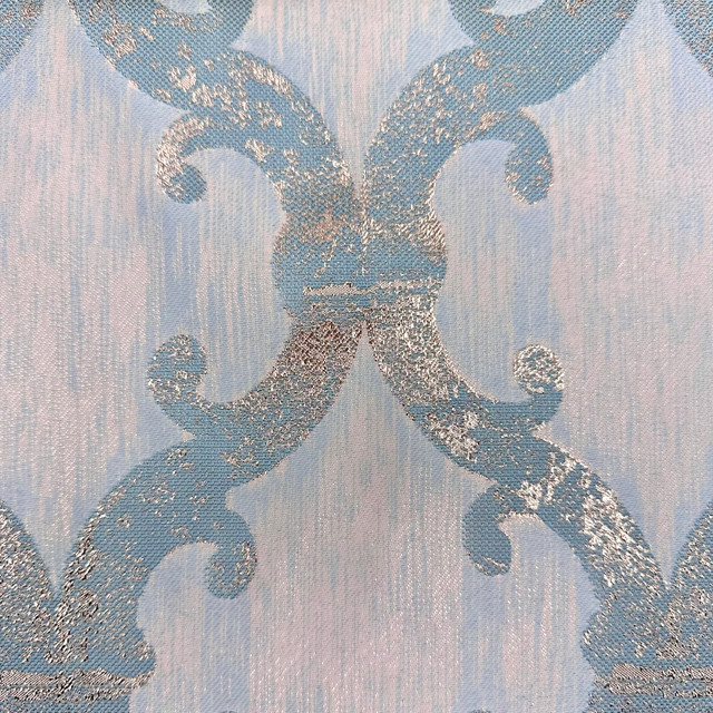 Europatex Fabric Dazzle Damask Teal Gold Dazzle 100% Polyester 118.00 inches - My Fabric Connection -