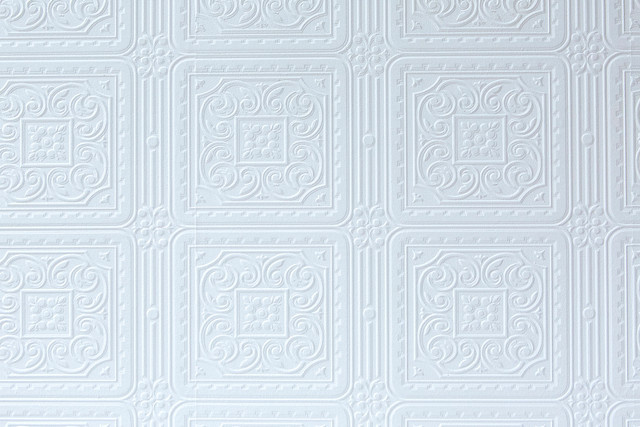 Brewster Turner Tile White Paintable Textured Vinyl Wallpaper Anaglypta XII Covers about 56.4 square feet Great Britain Unpasted 8.4-in repeat, straight match 20.5-in by 33-ft long roll - My Fabric Connection -