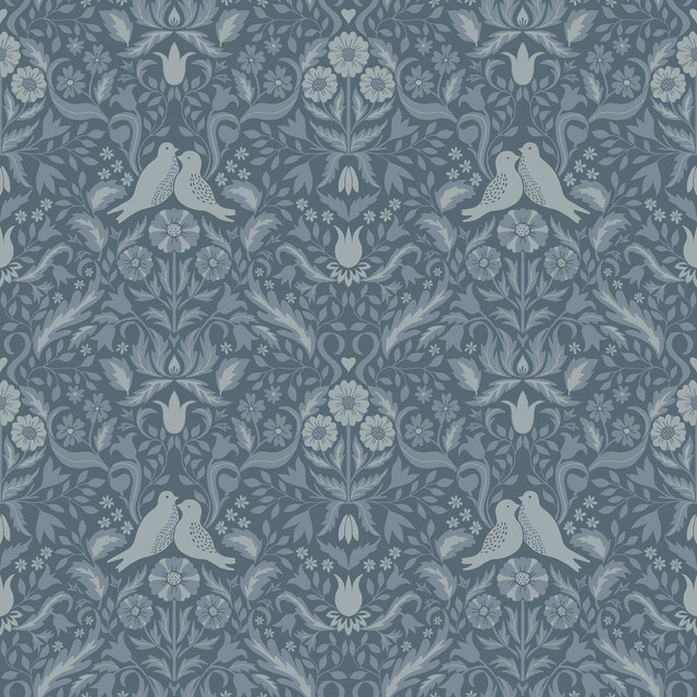 A-Street Prints Niki Blue Country Kitsch Wallpaper Annelie Covers about 57.5 square feet Sweden Unpasted 10.4-in repeat, straight match 20.9-in by 33-ft long roll - My Fabric Connection - A-Street Prints Niki Blue Country Kitsch Wallpaper Annelie Covers about 57.5 square feet Sweden Unpasted 10.4-in repeat, straight match 20.9-in by 33-ft long roll - My Fabric Connection -