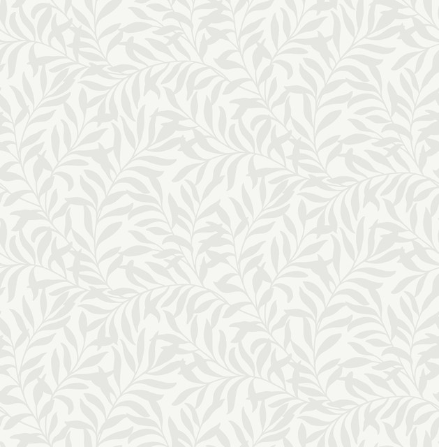 Brewster Salix Silver Leaf Wallpaper Archive Collection Covers about 56.4 square feet Great Britain Unpasted 21-in repeat, drop match 20.5-in by 33-ft long roll - My Fabric Connection - Brewster Salix Silver Leaf Wallpaper Archive Collection Covers about 56.4 square feet Great Britain Unpasted 21-in repeat, drop match 20.5-in by 33-ft long roll - My Fabric Connection -
