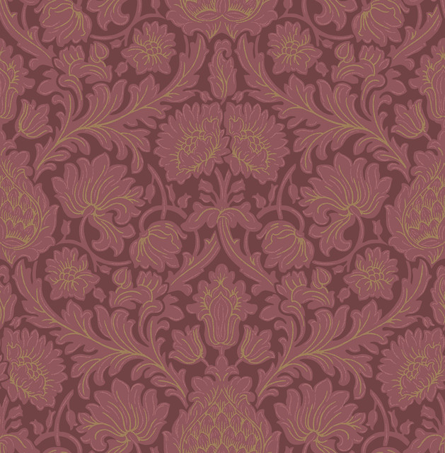 Brewster Bamburg Red Floral Wallpaper Archive Collection Covers about 56.4 square feet Great Britain Unpasted 21-in repeat, straight match 20.5-in by 33-ft long roll - My Fabric Connection - Brewster Bamburg Red Floral Wallpaper Archive Collection Covers about 56.4 square feet Great Britain Unpasted 21-in repeat, straight match 20.5-in by 33-ft long roll - My Fabric Connection -